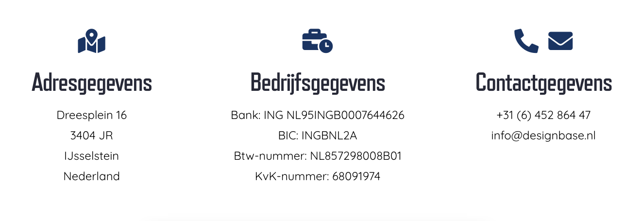 contact- en bedrijfsgegevens van Designbase